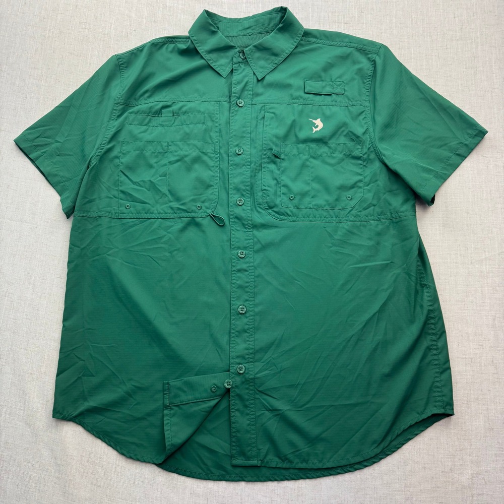 Reel Legends Fishing Shirt Mens Large Green Saltwater II Vented Performance Fish
